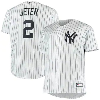 mens derek jeter white new york yankees big and tall replic